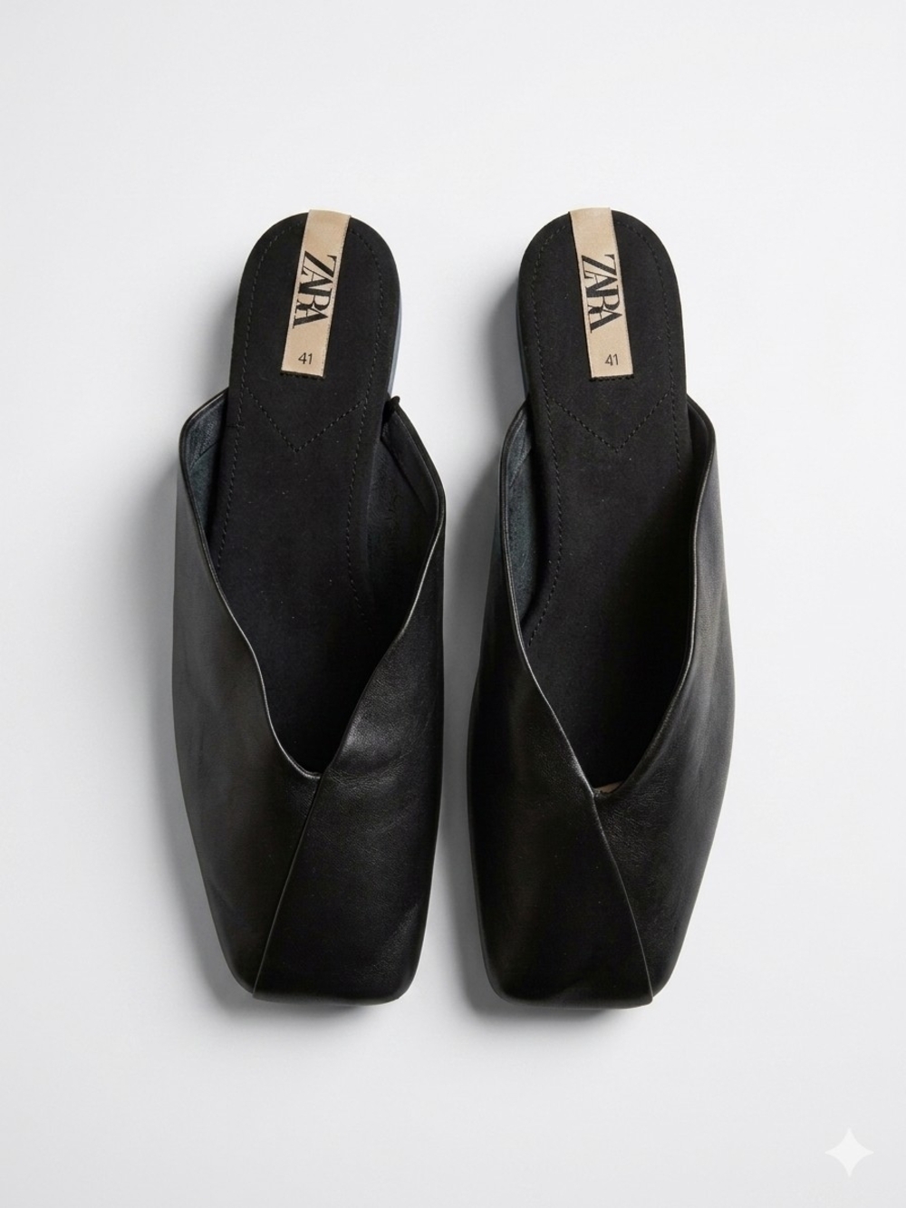 Zara Black Leather Slip-On Mules Size US10-EU41 - Picture 3 of 10
